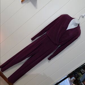 VTG 80s plum Lycra romper/jumpsuit with studs‎